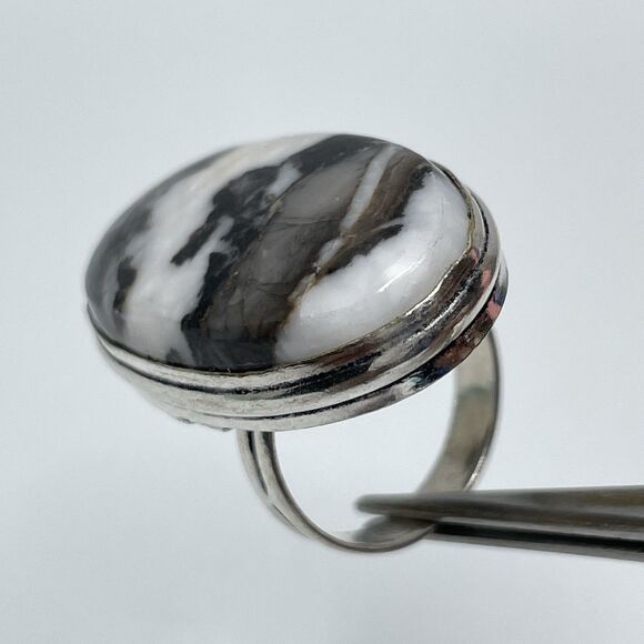 Stunning Buffalo Turquoise Boho Silver Plated Statement Ring Sz 6.75 - Picture 1 of 6